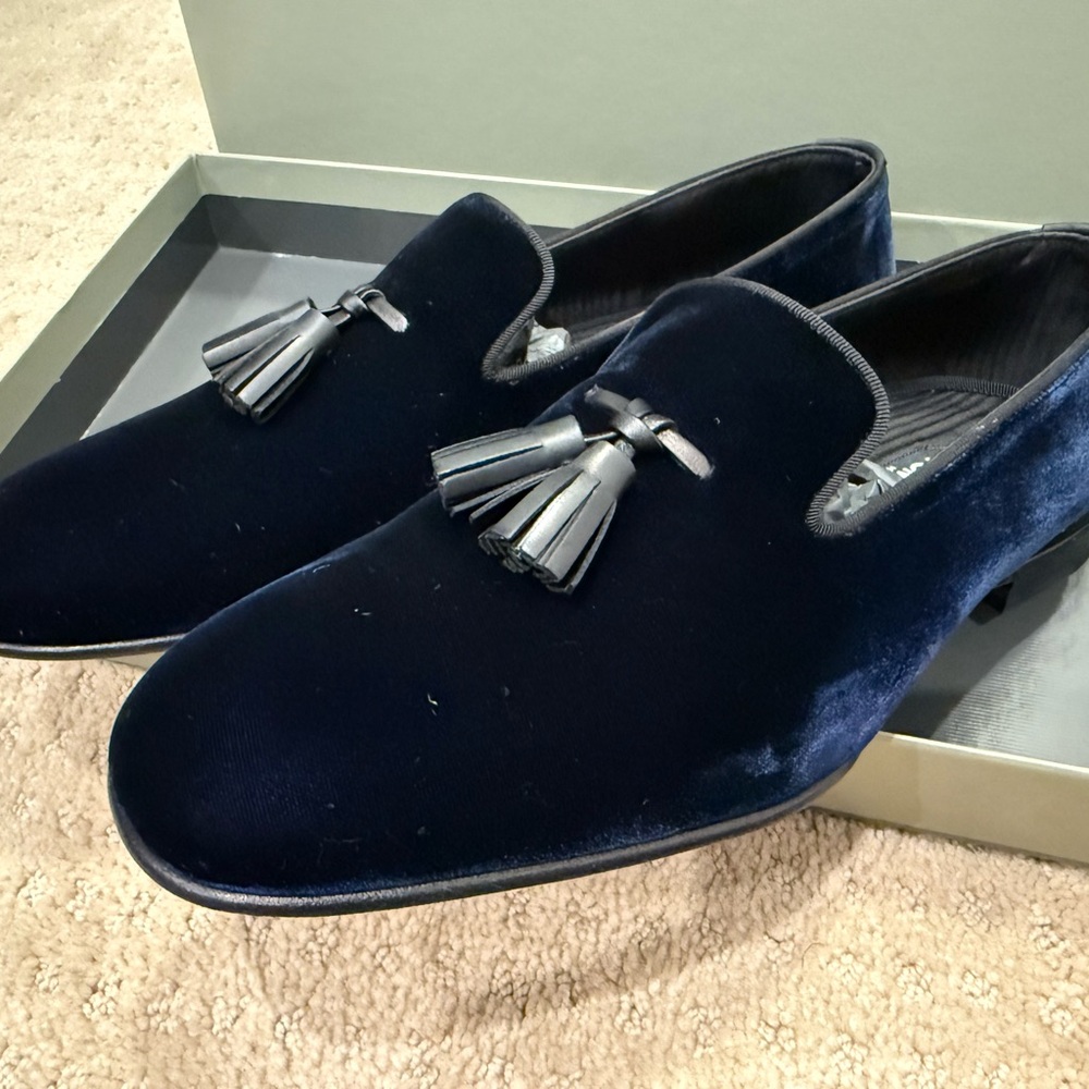 Tom Ford Blue Velvet Loafers with Tassels J1144T-VLL